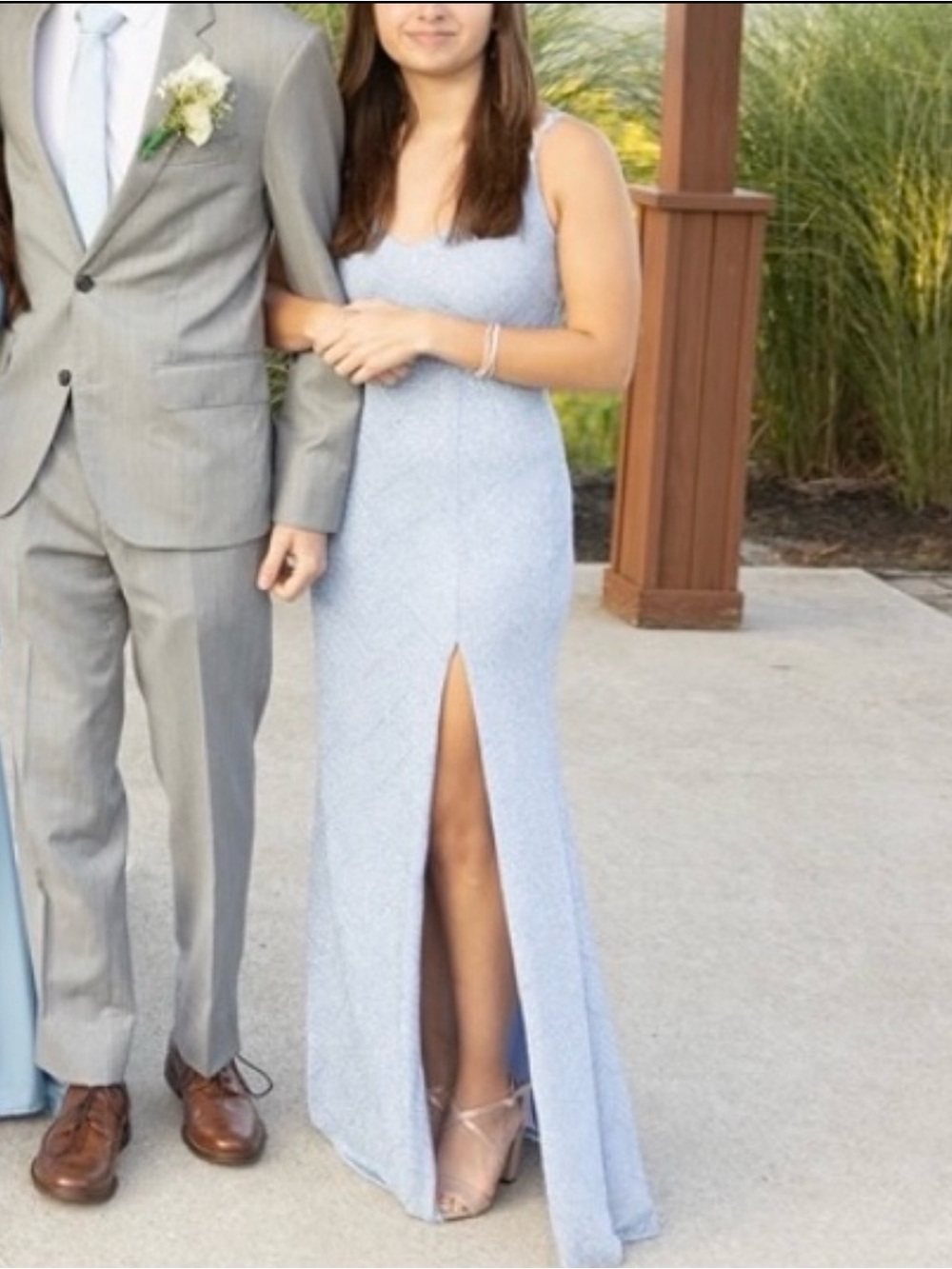B.Smart Juniors glittered light blue Maxi Gown Dress / Homecoming dress